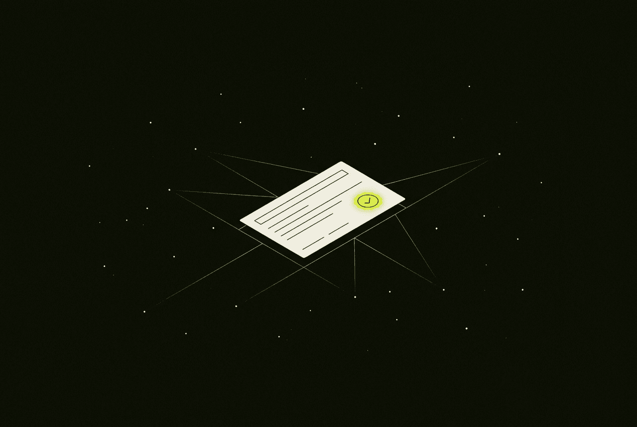 A settlement record locking into place over a sparse field of stars